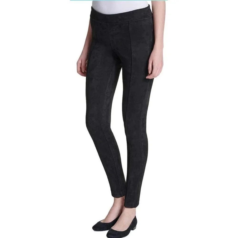 Andrew‎ Marc Black High-Rise Soft Faux Suede Pullon Pants Tapered XL 37x29